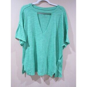 We The Free Blouse V-Neck With Crew Neck Women M Green Distressed